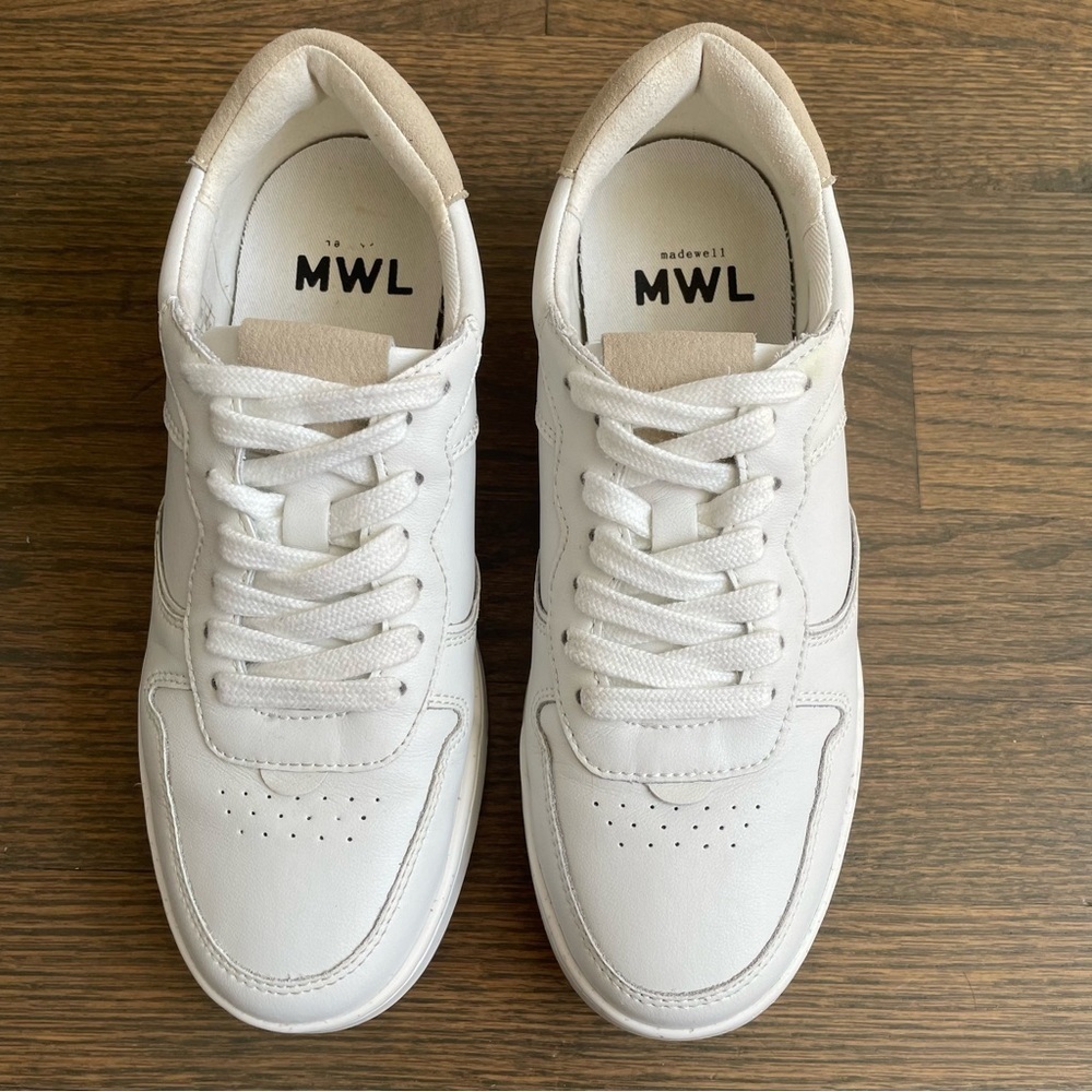 Madewell Court Sneakers in White Leather Ivory Multi - Picture 2 of 14